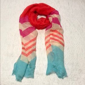 J Crew Multi Colored Linen Blend Scarf NWT